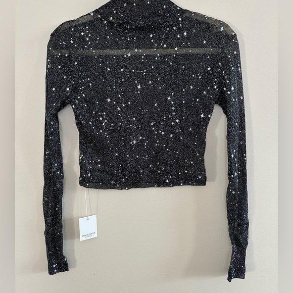 Mango, black sheer sparkley top, small - Picture 2 of 5